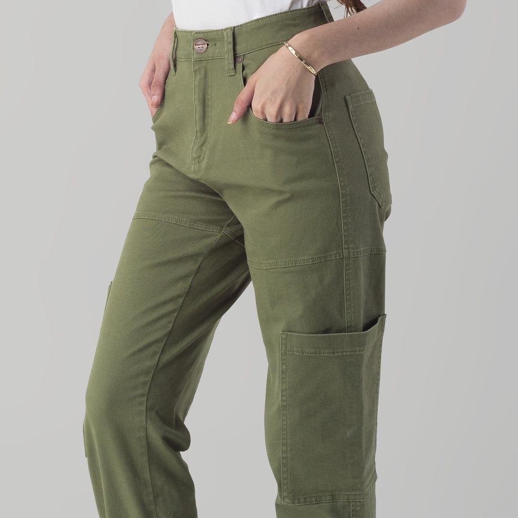 Benhill Celana " Sora" Wanita Cargo Jogger Pants  Cotton High Waist Hijau Army 851-39H12