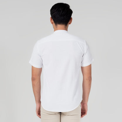 Benhill Kemeja Koko Pria Linen Polos Lengan Pendek White 28153-16110
