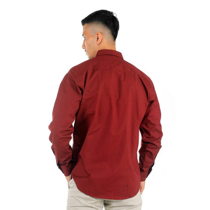 Benhill Kemeja Pria Basic Polos Lengan Panjang Katun Poplin Maroon 27365-66