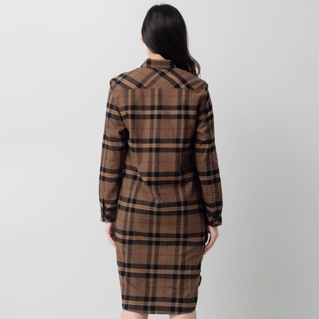 Benhill Kemeja Tunik Flannel Wanita Kotak Coklat 0747-11535