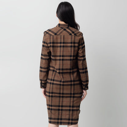 Benhill Kemeja Tunik Flannel Wanita Kotak Coklat 0747-11535