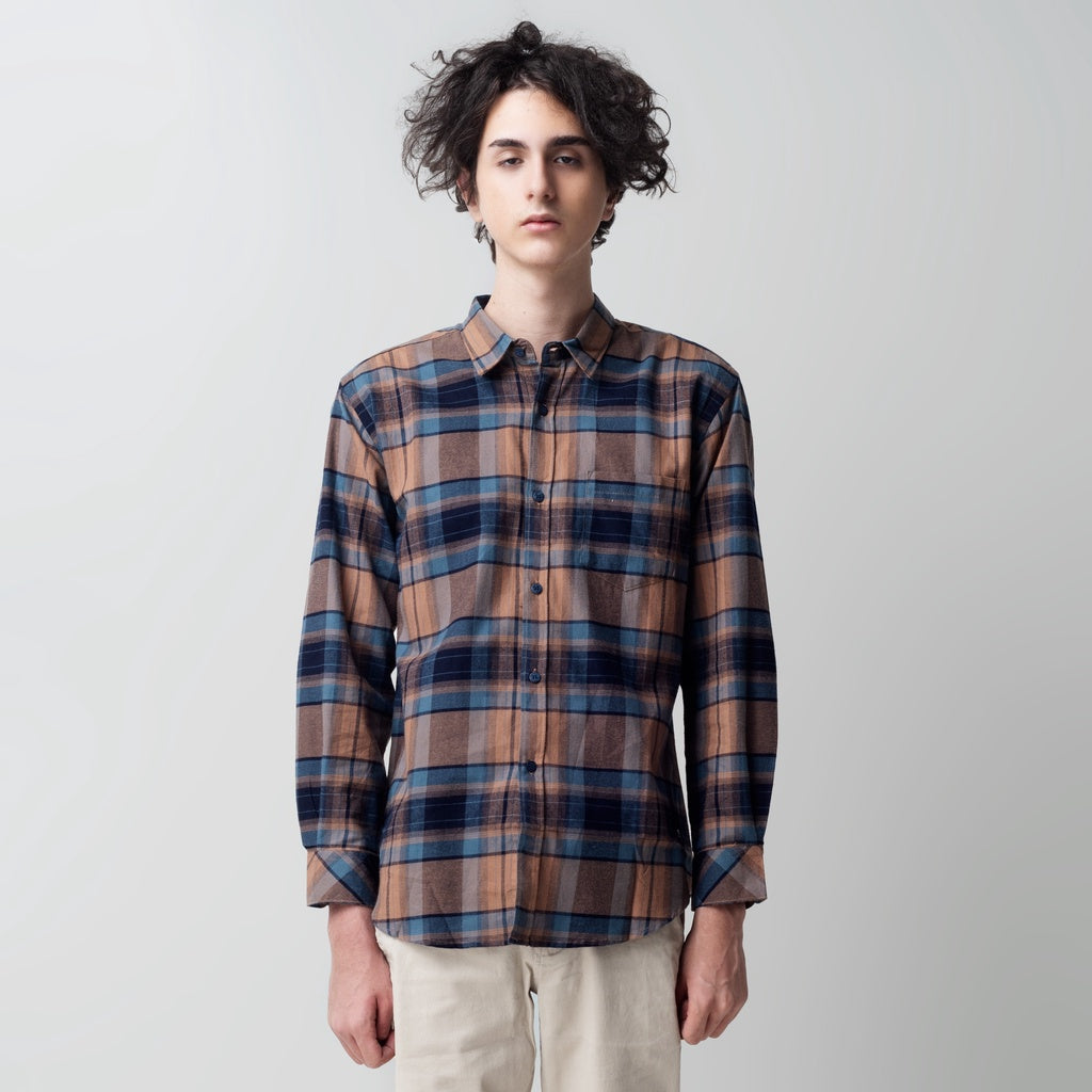 Benhill Kemeja Pria Flanel Panjang Kotak Biru 28166-67-11333