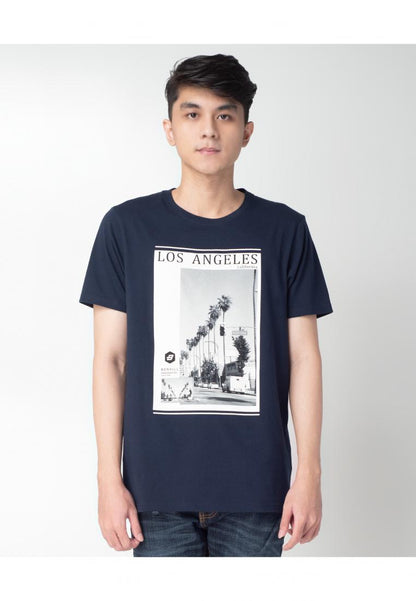 Benhill Kaos Grafis Katun 30s Combed Lengan Pendek Biru 322-35368