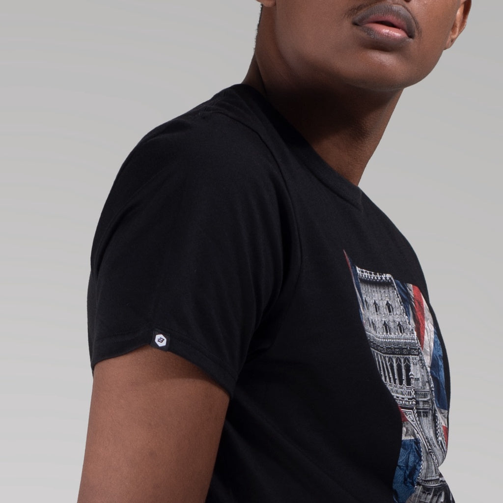 Benhill T-shirt Grafis Katun 30s Combed Lengan Pendek Hitam 455-39268