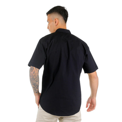 Benhill Kemeja Pria Basic Polos Lengan Pendek Katun Poplin Hitam 27359-19234