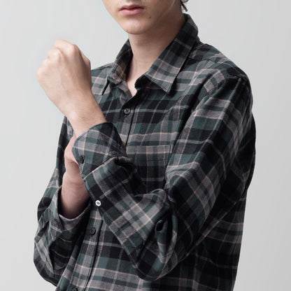 Benhill Kemeja Pria Flannel Lengan Panjang Kotak Hijau 29229-21733