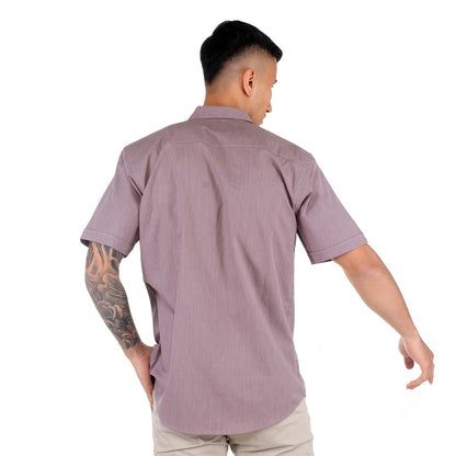 Benhill Kemeja Pria Basic  Polos  Lengan Pendek Katun Filafil  Graphite 27327-28-13534