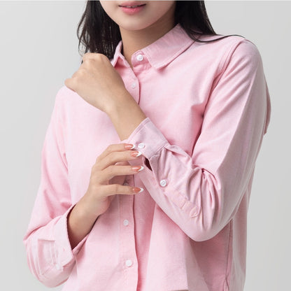Benhill Kemeja Crop Top Wanita Polos Lengan Panjang Pink 878-13J84