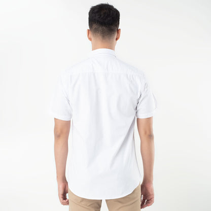 Benhill Kemeja Pria Basic Polos Lengan Pendek Katun Poplin Putih 47-16134