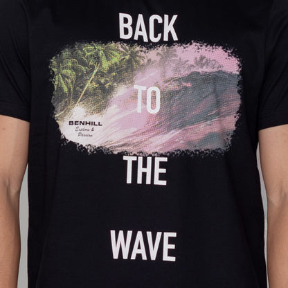 Benhill T-shirt Grafis Katun 30s Combed Lengan Pendek Hitam A24-29268