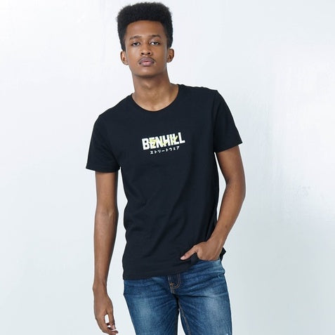 Benhill Kaos Grafis Katun 30s Combed Lengan Pendek Warna Hitam 349-35268