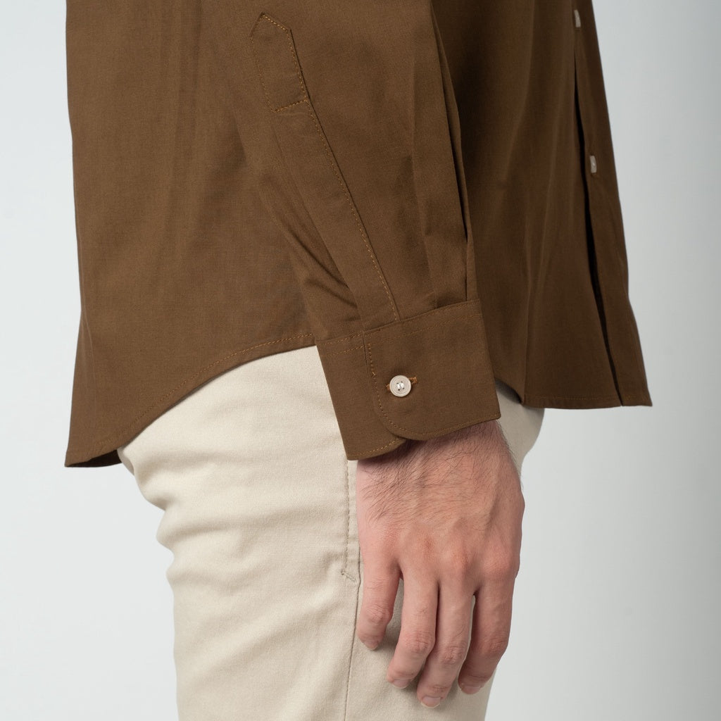 Benhill Kemeja Pria Basic Polos Lengan Panjang Katun Modal Coklat 27903-32533