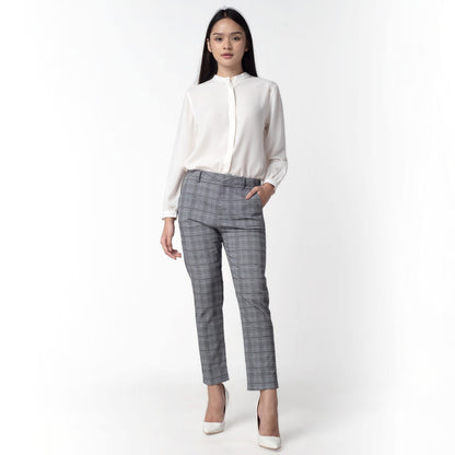 Celana Tartan Wanita Plaid Pants Kotak Grey 262-32282