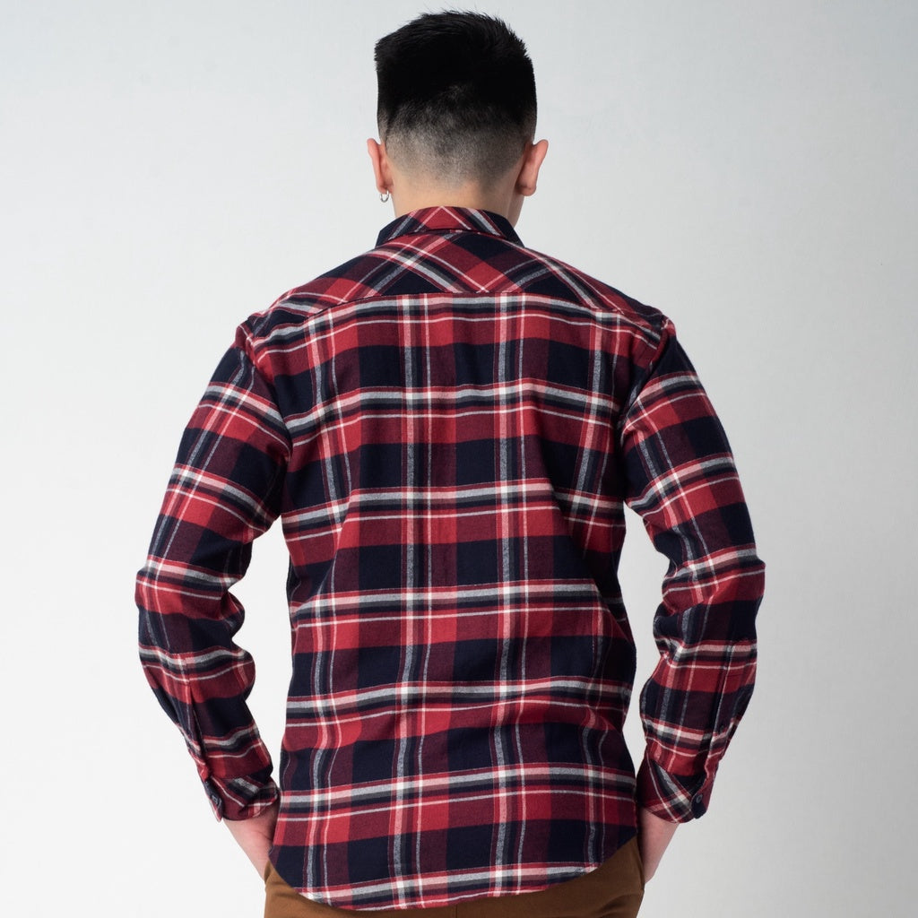 Benhill Kemeja Pria Flannel Lengan Panjang Kotak Maroon 13-11433