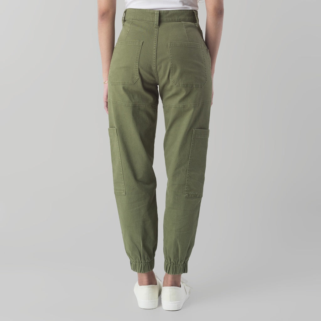 Benhill Celana " Sora" Wanita Cargo Jogger Pants  Cotton High Waist Hijau Army 851-39H12