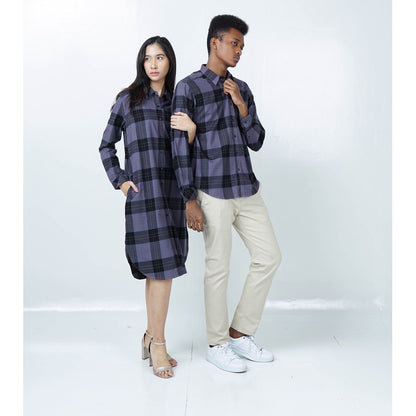 Benhill Kemeja Tunik Flannel Wanita Kotak  Abu-0713-11635