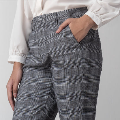 Celana Tartan Wanita "Narae" Plaid Pants Grey 259-32282