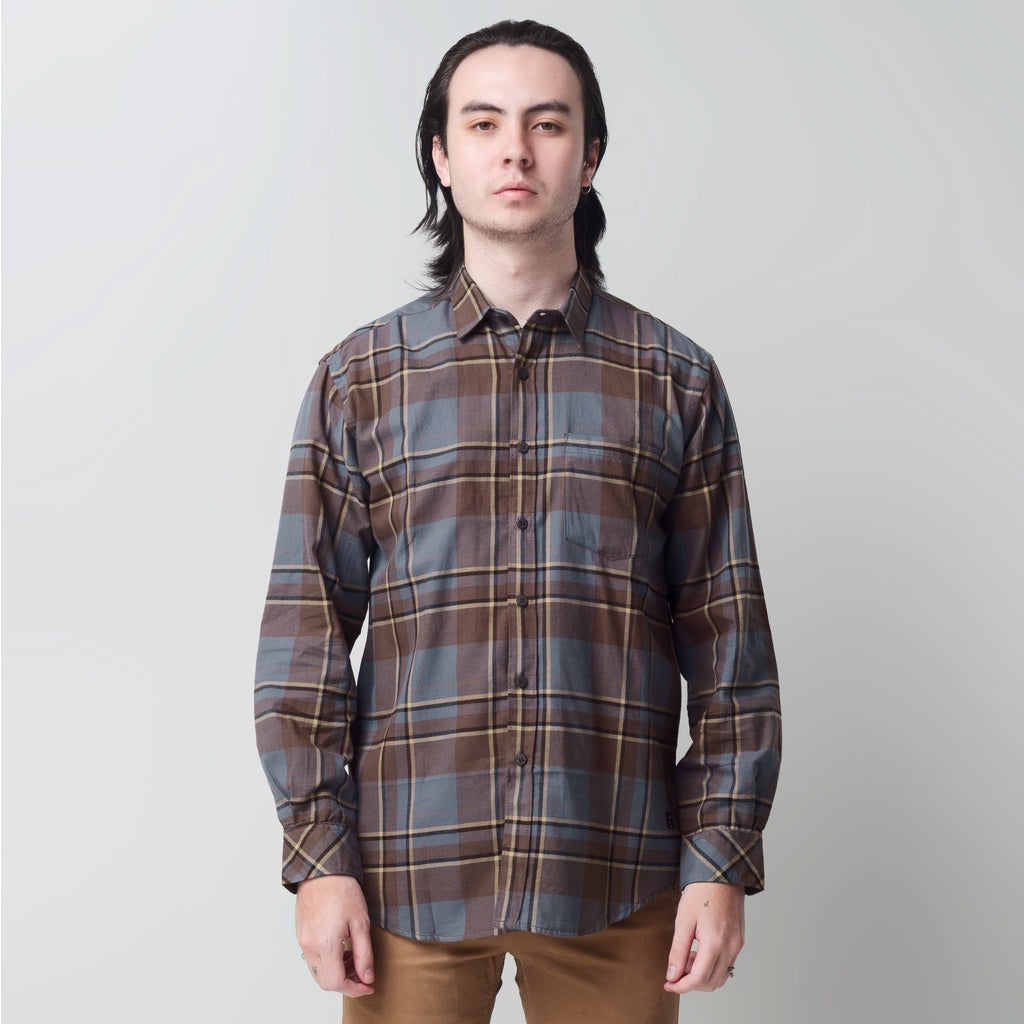 Benhill Kemeja Pria Flannel Lengan Panjang Kotak Coklat 28920-11533
