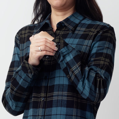 Benhill Kemeja Tunik Flannel Wanita Kotak Abu 1154-11635