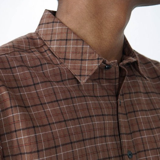 Benhill Kemeja Pria Flannel Lengan Panjang Kotak  Coklat 27691-11533