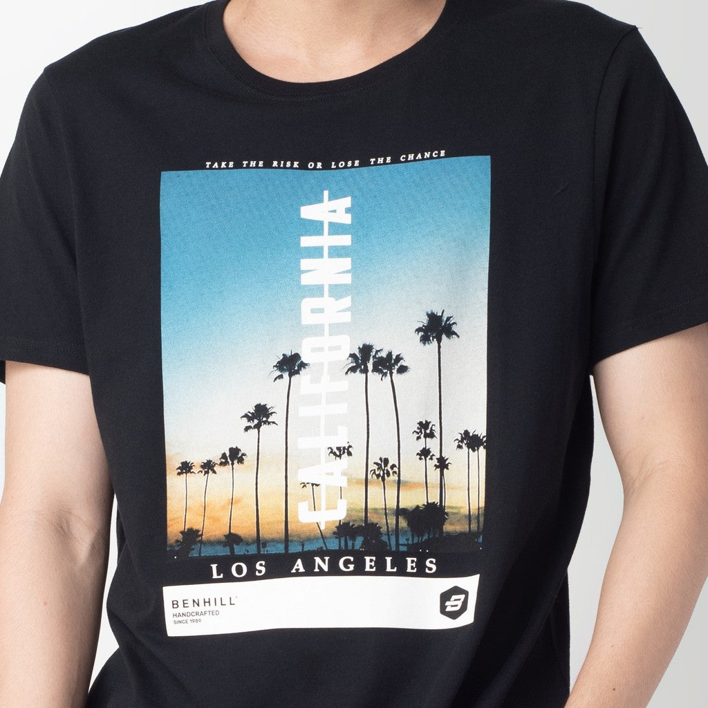 Benhill T-shirt Grafis Katun 30s Combed Lengan Pendek Hitam 321-358-35268