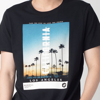 Benhill T-shirt Grafis Katun 30s Combed Lengan Pendek Hitam 321-358-35268
