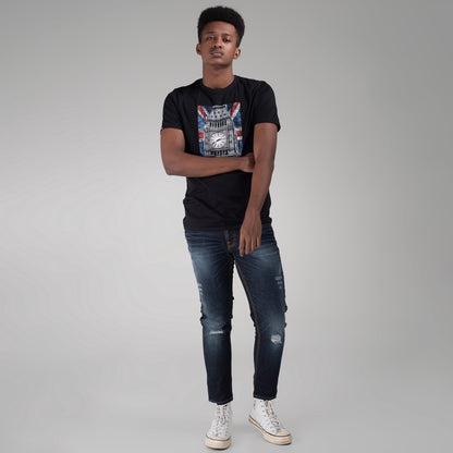 Benhill T-shirt Grafis Katun 30s Combed Lengan Pendek Hitam 455-39268