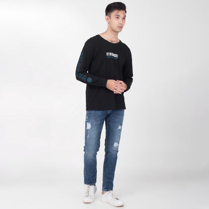 Benhill Kaos Grafis Katun 30s Combed Lengan Panjang Hitam 351-35272