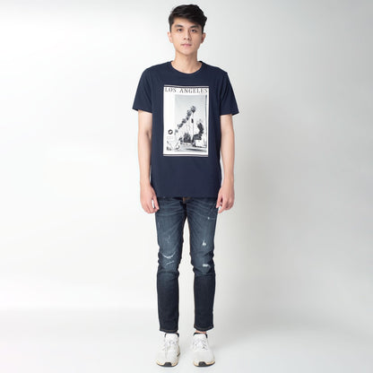 Benhill Kaos Grafis Katun 30s Combed Lengan Pendek Biru 322-35368