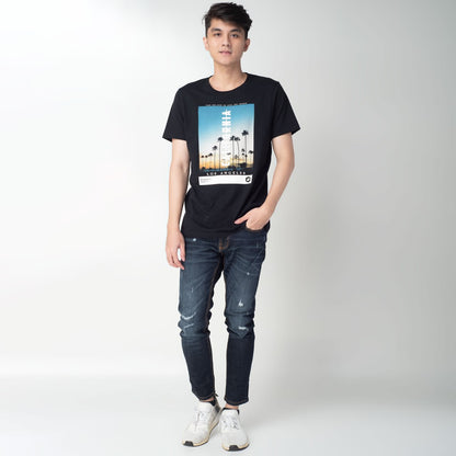 Benhill T-shirt Grafis Katun 30s Combed Lengan Pendek Hitam 321-358-35268