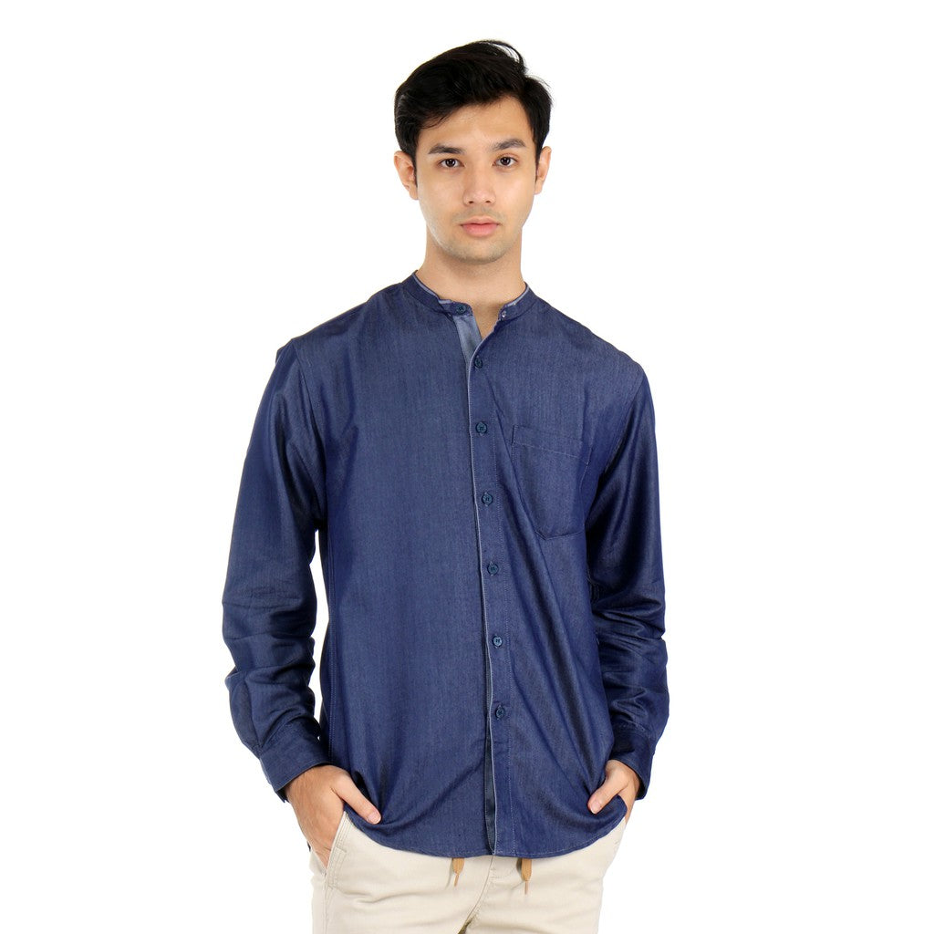Benhill Kemeja Koko Pria Denim Lengan Panjang Navy Blue 24757-24758-79309
