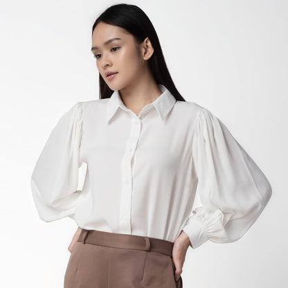 Benhill Kemeja Wanita " Seori" Tops Lengan Panjang Puff Off White 252-39179