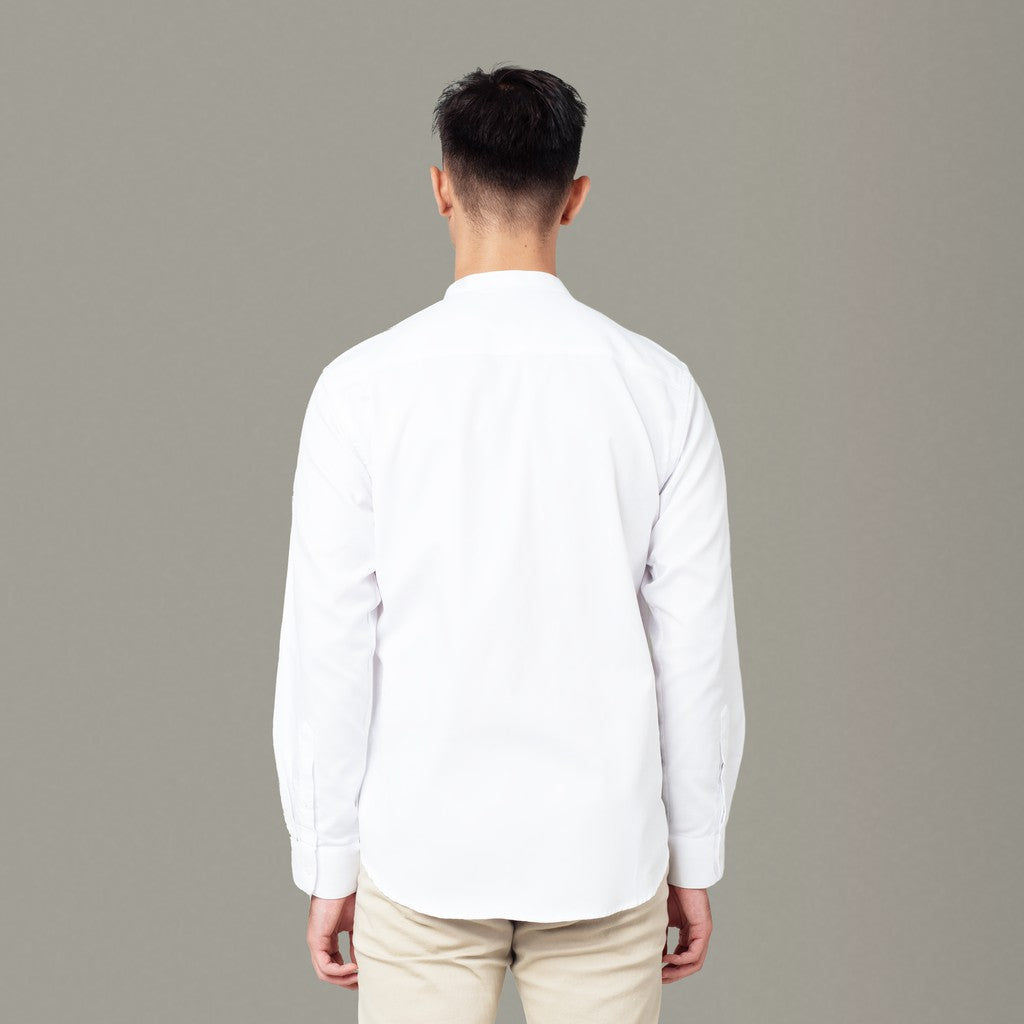 Benhill Kemeja Pria Koko Lengan Panjang Cotton Dobby Putih 11-16-13171