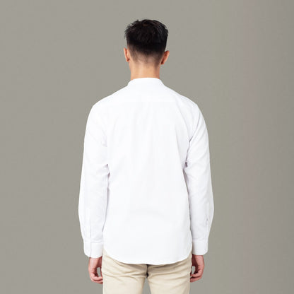 Benhill Kemeja Pria Koko Lengan Panjang Cotton Dobby Putih 11-16-13171