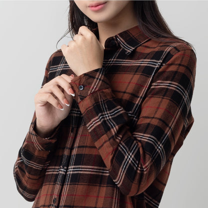 Benhill Kemeja Tunik Flannel Wanita Kotak  Coklat 1153-11535