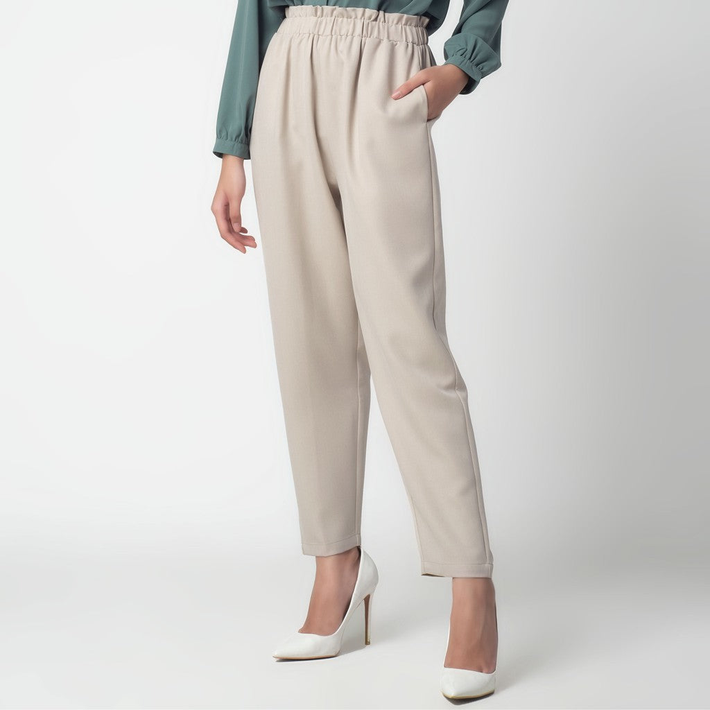 Benhill "Choe" Celana Bahan Wanita High Waist Beige 217-39574