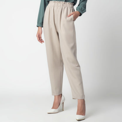 Benhill "Choe" Celana Bahan Wanita High Waist Beige 217-39574