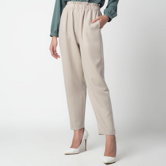 Benhill "Choe" Celana Bahan Wanita High Waist Beige 217-39574