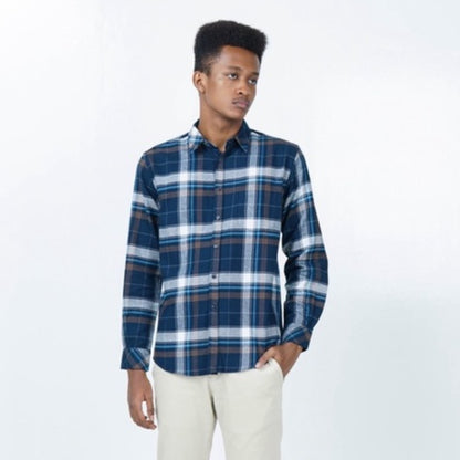 Benhill Kemeja Pria Flannel Lengan Panjang  Kotak Biru 41-11333