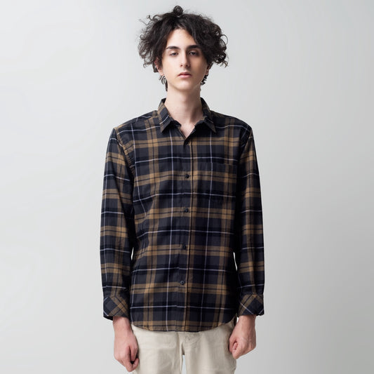 Benhill Kemeja Pria Flanel Panjang Kotak Abu 25272-11633