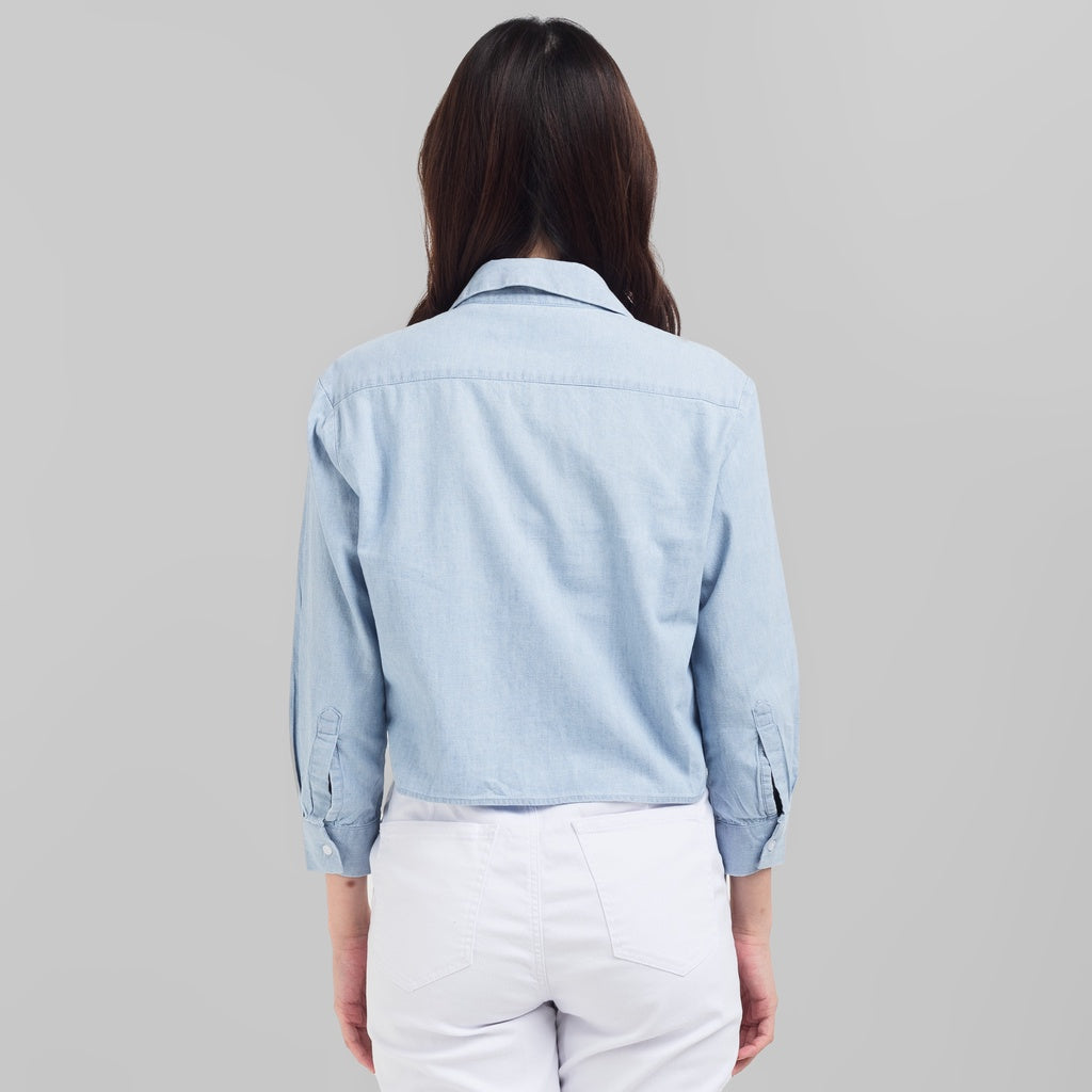 Benhill Kemeja Crop Top Wanita Denim Light Blue 822-19314