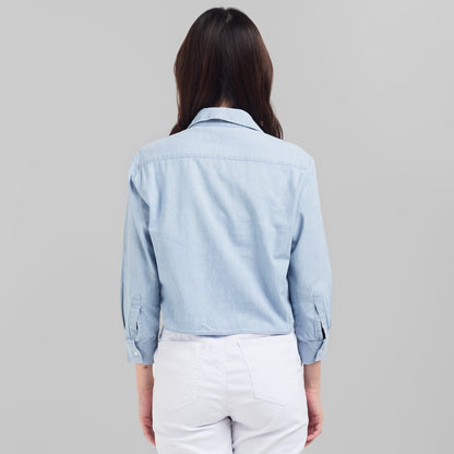 Benhill Kemeja Crop Top Wanita Denim Light Blue 822-19314