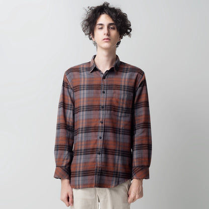 Benhill Kemeja Pria Flannel Lengan Panjang Kotak Coklat 28914-11533