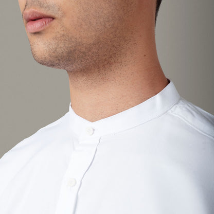 Benhill Kemeja Pria Koko Lengan Panjang Cotton Dobby Putih 11-16-13171