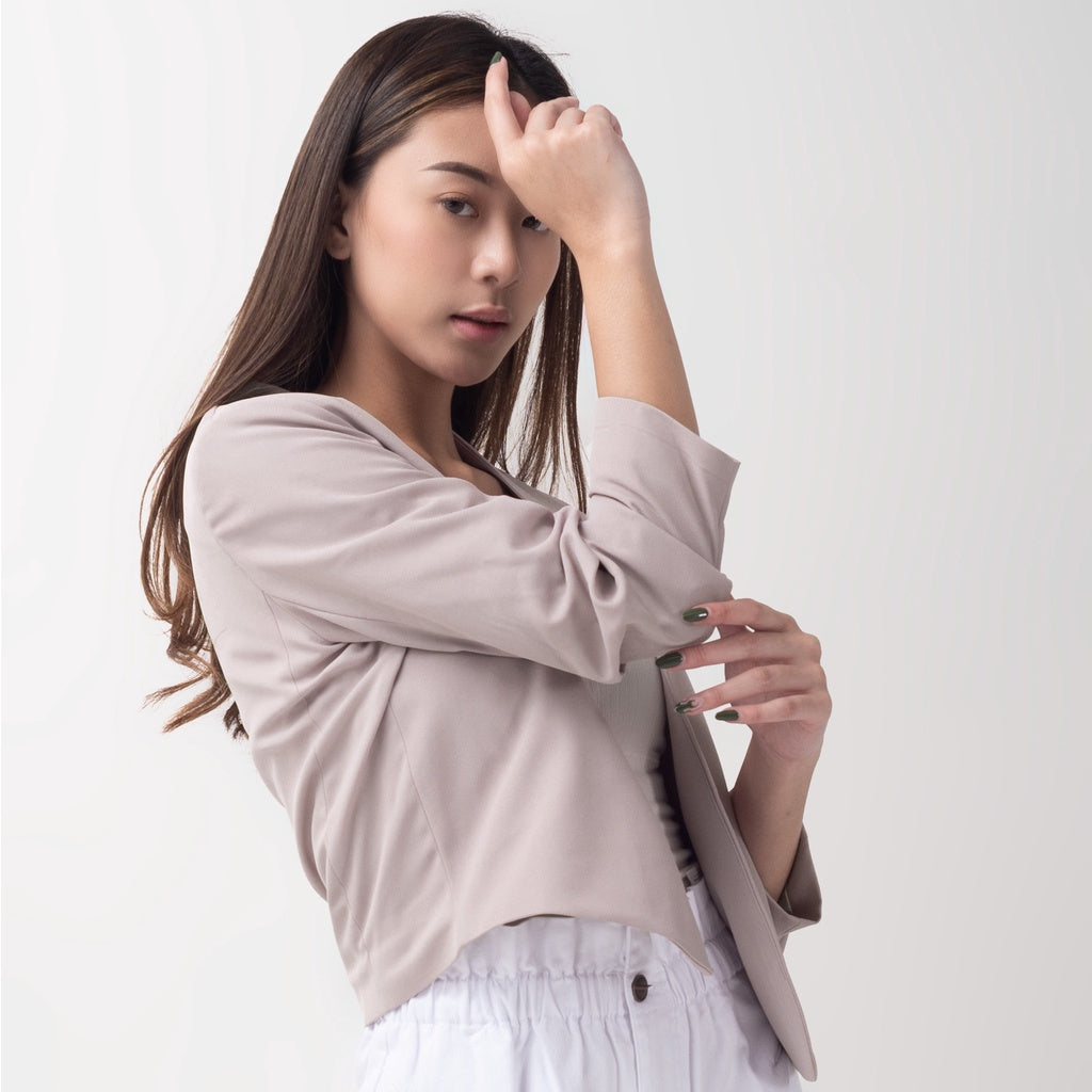 Benhill "Nayeon" Blazer Kerja / Outer Wanita Premium  Lengan Serut  Dusty Pink 798-39J99