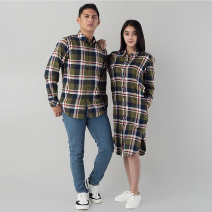 Benhill Kemeja Tunik Couple  Flannel Kotak Hijau 0727-11735-28075-11733