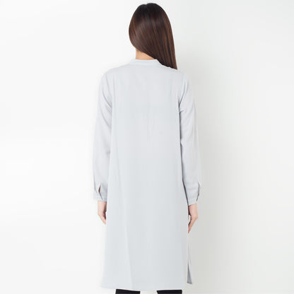 Benhill Kemeja "Hee soo" Tunik Dress Wanita Krah Shanghai Lengan Panjang Grey  274-39387