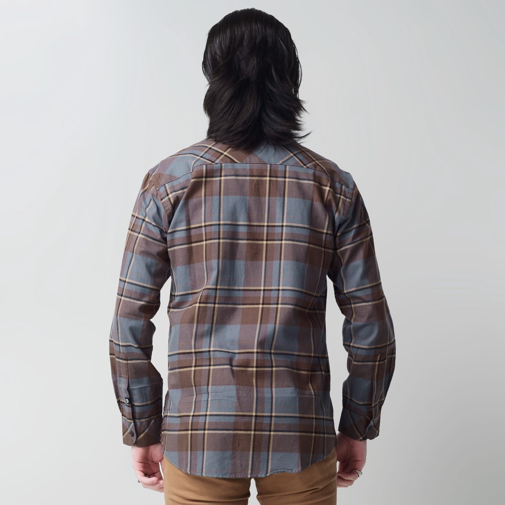Benhill Kemeja Pria Flannel Lengan Panjang Kotak Coklat 28920-11533
