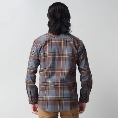 Benhill Kemeja Pria Flannel Lengan Panjang Kotak Coklat 28920-11533
