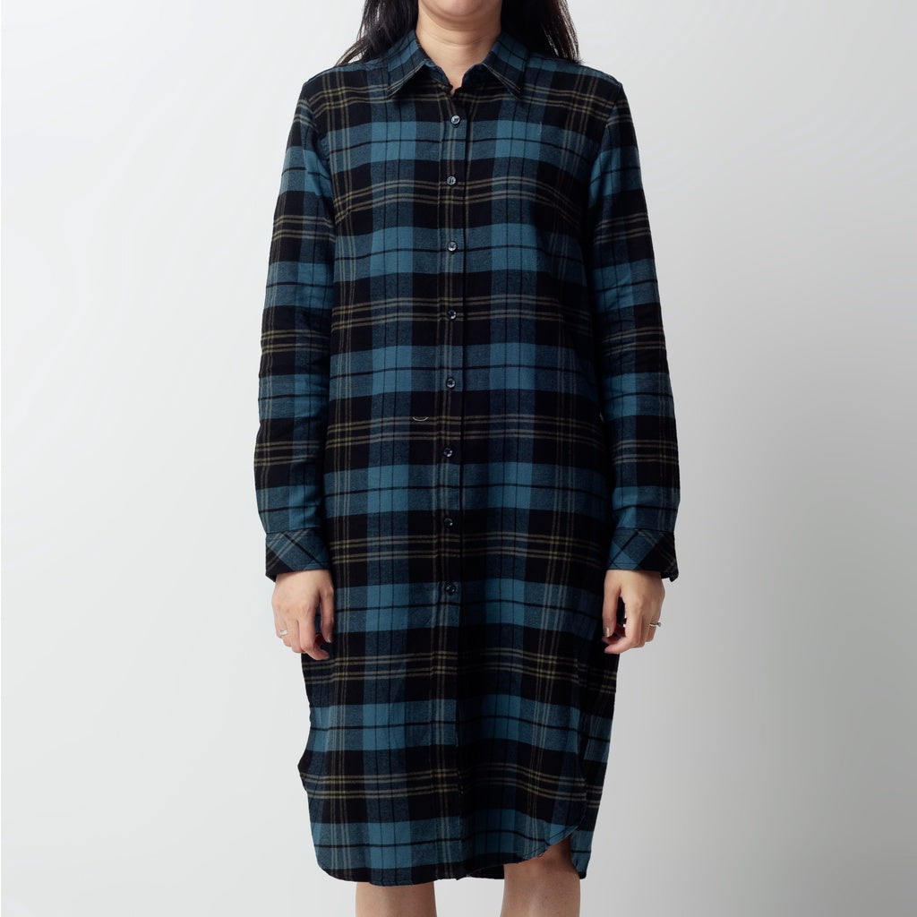 Benhill Kemeja Tunik Flannel Wanita Kotak Abu 1154-11635